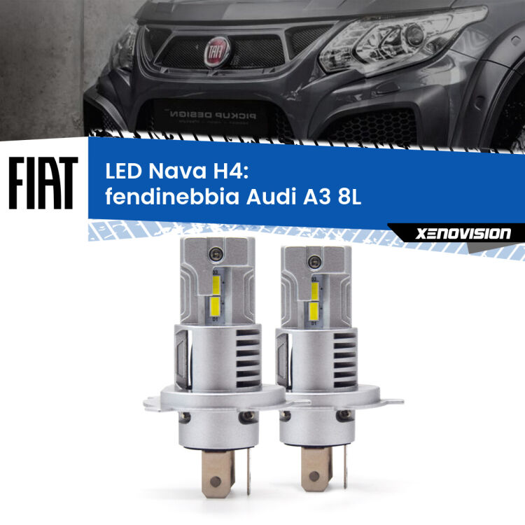 0 Anabbaglianti LED Fiat Fullback 2016 - 2019: H4 Nava <strong>Anabbaglianti LED no-spie per Fiat Fullback</strong> 2016 - 2019. Coppia lampade <strong>H4</strong> modello Nava canbus, raffreddate a ventola.