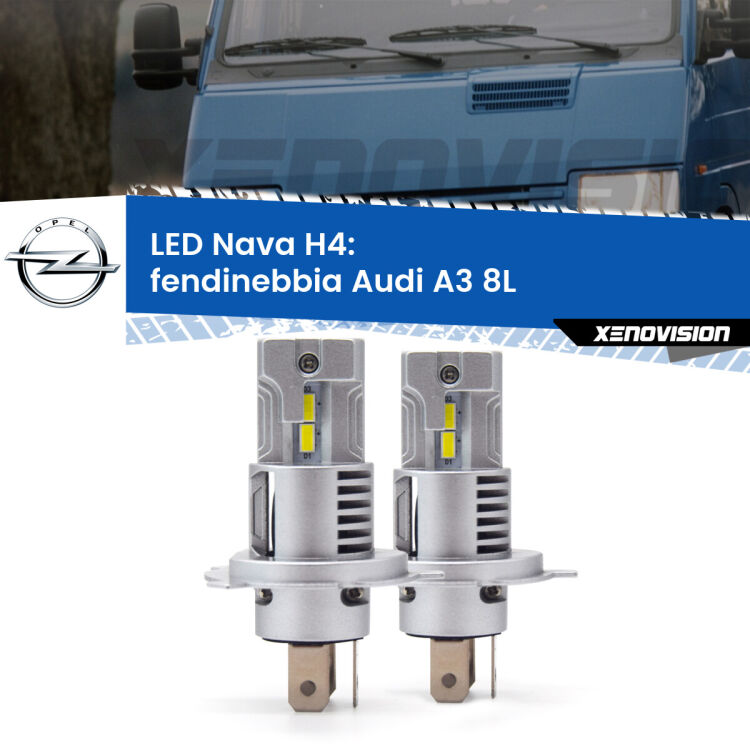 0 Anabbaglianti LED Opel Arena TB, TF 1998 - 2001: H4 Nava <strong>Anabbaglianti LED no-spie per Opel Arena</strong> TB, TF 1998 - 2001. Coppia lampade <strong>H4</strong> modello Nava canbus, raffreddate a ventola.