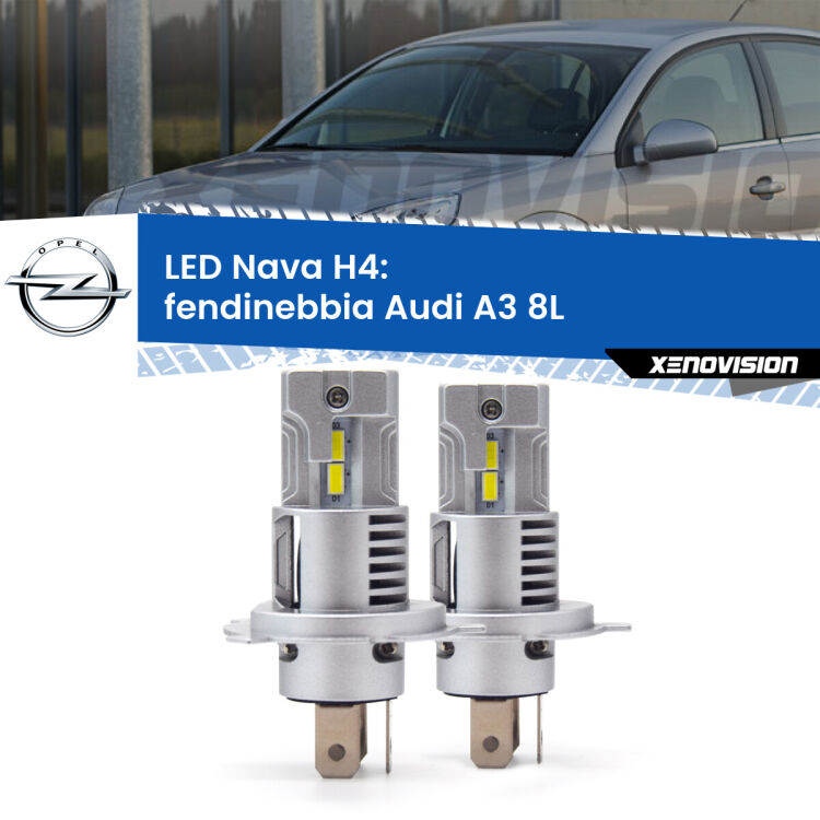 Anabbaglianti LED Opel Vectra A J89 1988 - 1995: H4 Nava <strong>Anabbaglianti LED no-spie per Opel Vectra A</strong> J89 1988 - 1995. Coppia lampade <strong>H4</strong> modello Nava canbus, raffreddate a ventola.