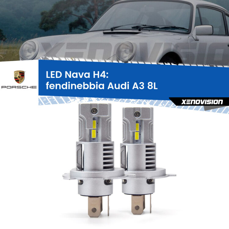 Anabbaglianti LED Porsche 911 964 1988 - 1993: H4 Nava <strong>Anabbaglianti LED no-spie per Porsche 911</strong> 964 1988 - 1993. Coppia lampade <strong>H4</strong> modello Nava canbus, raffreddate a ventola.