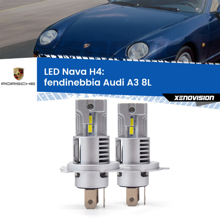 Anabbaglianti LED Porsche 968  1991 - 1995: H4 Nava <strong>Anabbaglianti LED no-spie per Porsche 968</strong>  1991 - 1995. Coppia lampade <strong>H4</strong> modello Nava canbus, raffreddate a ventola.