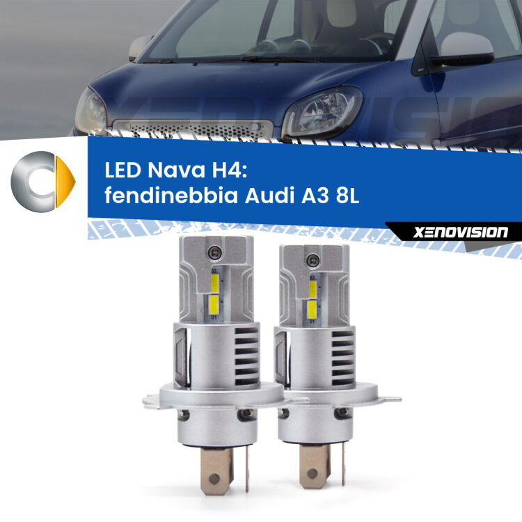 0 Anabbaglianti LED Smart Fortwo 453 2014 in poi: H4 Nava <strong>Anabbaglianti LED no-spie per Smart Fortwo</strong> 453 2014 in poi. Coppia lampade <strong>H4</strong> modello Nava canbus, raffreddate a ventola.
