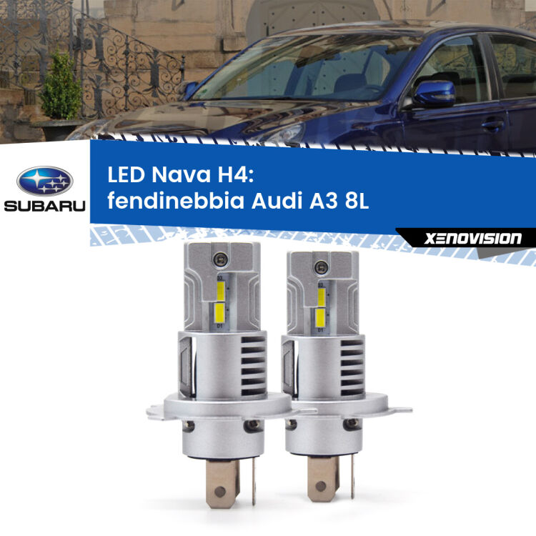 0 Anabbaglianti LED Subaru Legacy II Mk2 1994 - 1999: H4 Nava <strong>Anabbaglianti LED no-spie per Subaru Legacy II</strong> Mk2 1994 - 1999. Coppia lampade <strong>H4</strong> modello Nava canbus, raffreddate a ventola.