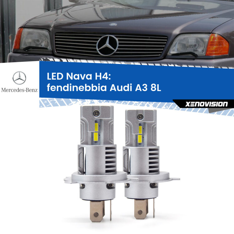 Anabbaglianti LED Mercedes SL R129 1989 - 2001: H4 Nava <strong>Anabbaglianti LED no-spie per Mercedes SL</strong> R129 1989 - 2001. Coppia lampade <strong>H4</strong> modello Nava canbus, raffreddate a ventola.