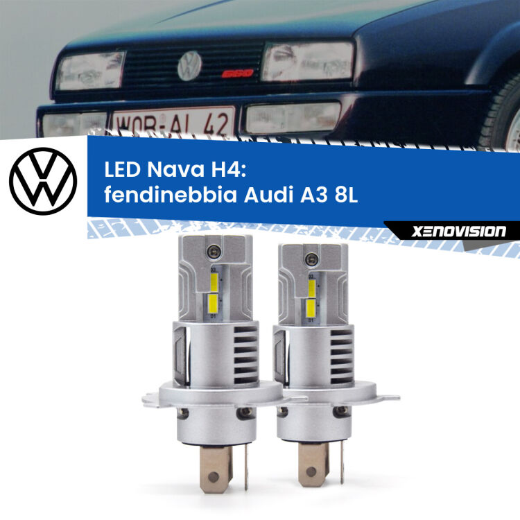 0 Anabbaglianti LED VW Corrado 1988 - 1995: H4 Nava <strong>Anabbaglianti LED no-spie per VW Corrado</strong> 1988 - 1995. Coppia lampade <strong>H4</strong> modello Nava canbus, raffreddate a ventola.