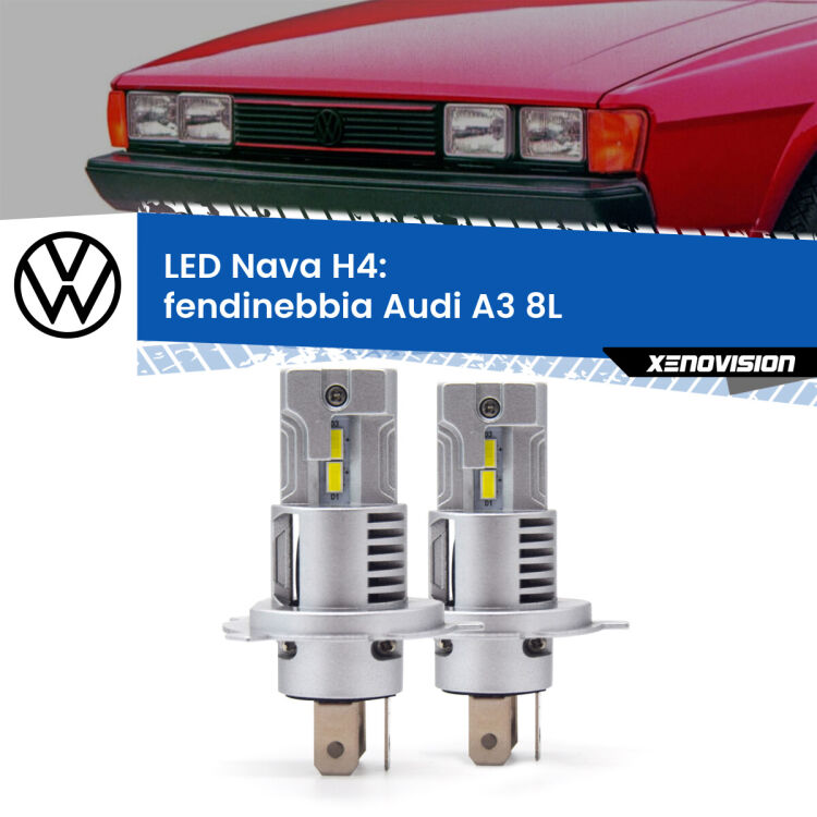 0 Anabbaglianti LED VW Scirocco II 1980 - 1992: H4 Nava <strong>Anabbaglianti LED no-spie per VW Scirocco</strong> II 1980 - 1992. Coppia lampade <strong>H4</strong> modello Nava canbus, raffreddate a ventola.