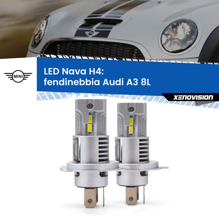 0 Anabbaglianti LED Mini Roadster R59 2012 - 2015: H4 Nava <strong>Anabbaglianti LED no-spie per Mini Roadster</strong> R59 2012 - 2015. Coppia lampade <strong>H4</strong> modello Nava canbus, raffreddate a ventola.