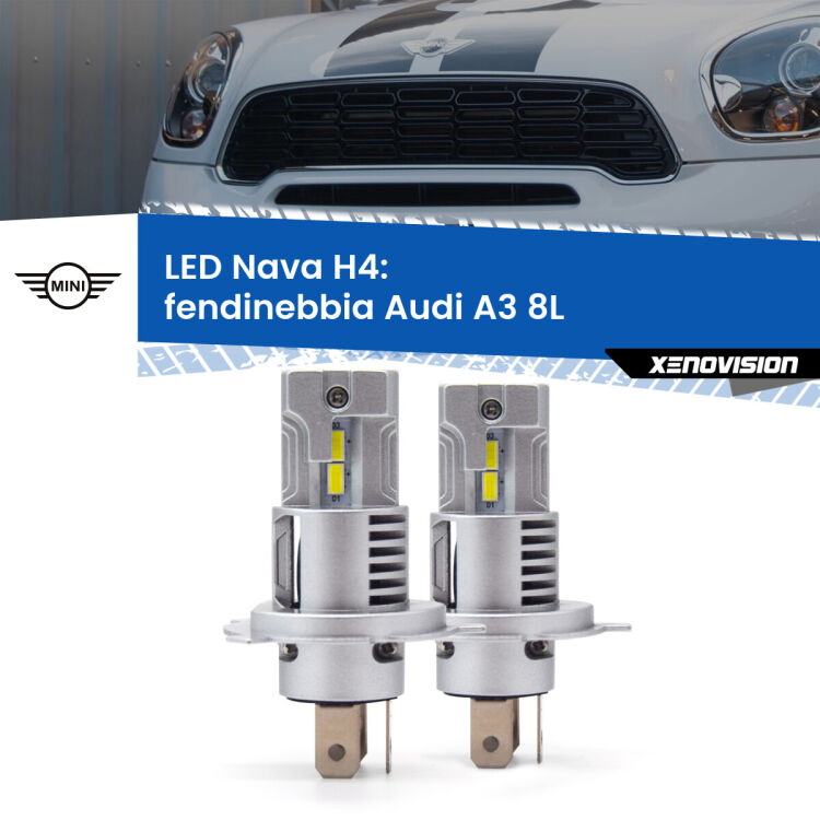 Anabbaglianti LED Mini Countryman R60 2010 - 2016: H4 Nava <strong>Anabbaglianti LED no-spie per Mini Countryman</strong> R60 2010 - 2016. Coppia lampade <strong>H4</strong> modello Nava canbus, raffreddate a ventola.