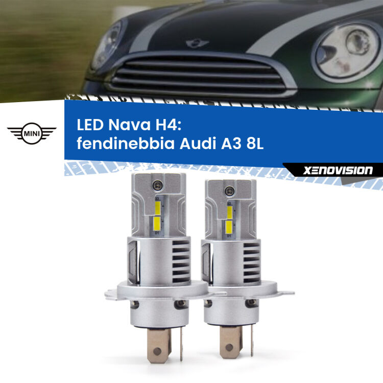 Anabbaglianti LED Mini Clubman R55 2007 - 2015: H4 Nava <strong>Anabbaglianti LED no-spie per Mini Clubman</strong> R55 2007 - 2015. Coppia lampade <strong>H4</strong> modello Nava canbus, raffreddate a ventola.