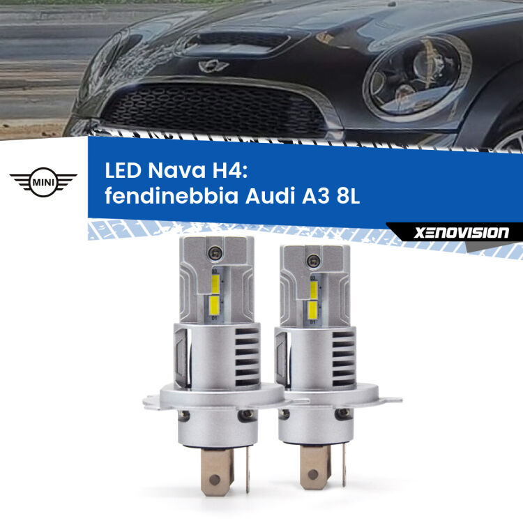 0 Anabbaglianti LED Mini Coupe R58 2011 - 2015: H4 Nava <strong>Anabbaglianti LED no-spie per Mini Coupe</strong> R58 2011 - 2015. Coppia lampade <strong>H4</strong> modello Nava canbus, raffreddate a ventola.