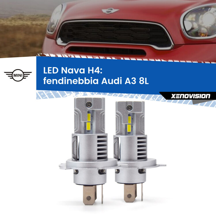 0 Anabbaglianti LED Mini Paceman R61 2012 - 2016: H4 Nava <strong>Anabbaglianti LED no-spie per Mini Paceman</strong> R61 2012 - 2016. Coppia lampade <strong>H4</strong> modello Nava canbus, raffreddate a ventola.