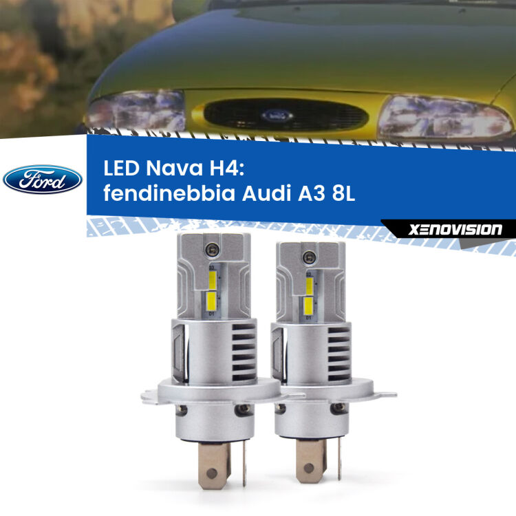 0 Anabbaglianti LED Ford Fiesta Mk4 1999 - 2002: H4 Nava <strong>Anabbaglianti LED no-spie per Ford Fiesta</strong> Mk4 1999 - 2002. Coppia lampade <strong>H4</strong> modello Nava canbus, raffreddate a ventola.
