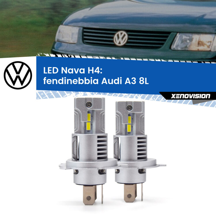 0 Fendinebbia LED VW Passat B5 1996 - 2000: H4 Nava <strong>Fendinebbia LED no-spie per VW Passat</strong> B5 1996 - 2000. Coppia lampade <strong>H4</strong> modello Nava canbus, raffreddate a ventola.