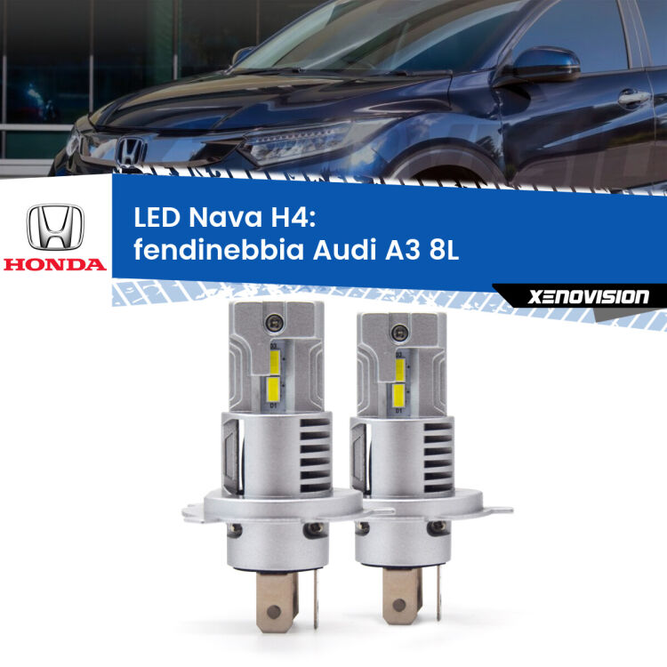 Anabbaglianti LED Honda Hr-v RU a parabola singola: H4 Nava <strong>Anabbaglianti LED no-spie per Honda Hr-v</strong> RU a parabola singola. Coppia lampade <strong>H4</strong> modello Nava canbus, raffreddate a ventola.
