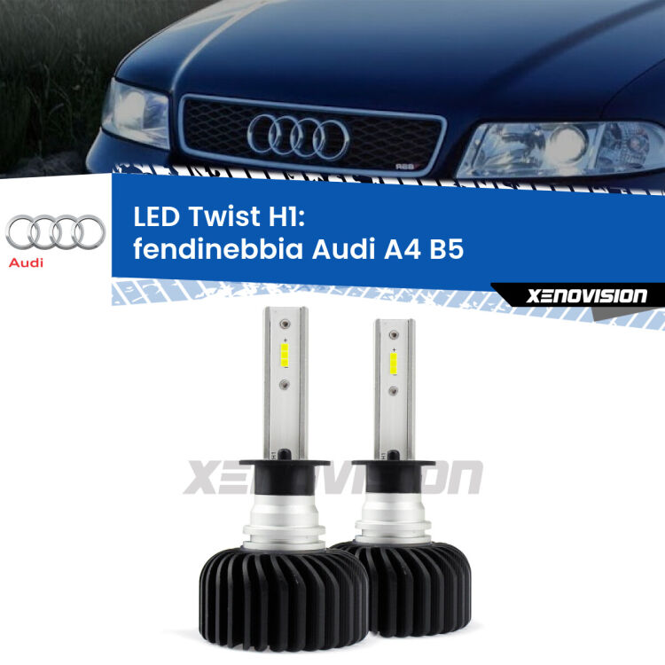 <strong>Kit fendinebbia LED</strong> H1 per <strong>Audi A4</strong> B5 1994 - 1998. Compatte, impermeabili, senza ventola: praticamente indistruttibili. Top Quality.
