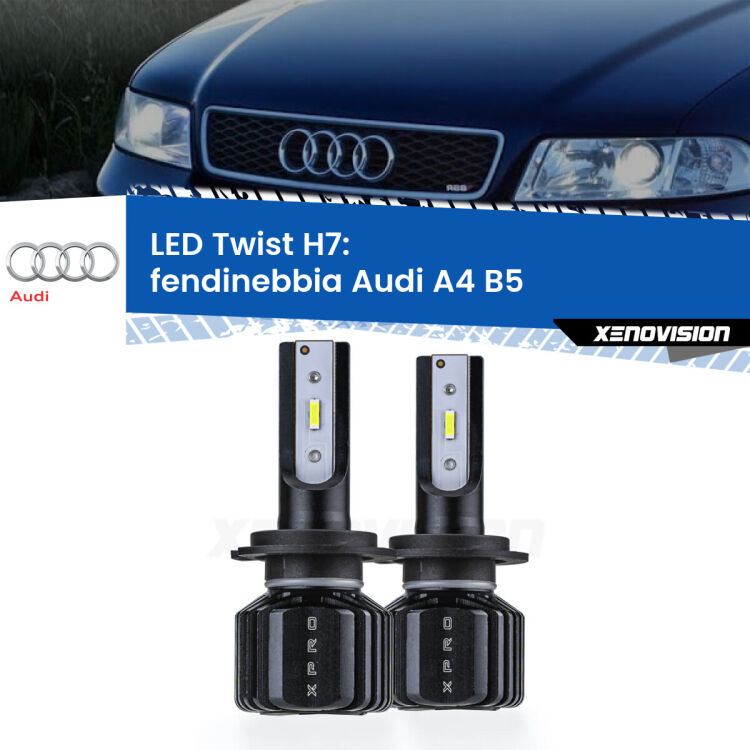 <strong>Kit fendinebbia LED</strong> H7 per <strong>Audi A4</strong> B5 1999 - 2001. Compatte, impermeabili, senza ventola: praticamente indistruttibili. Top Quality.