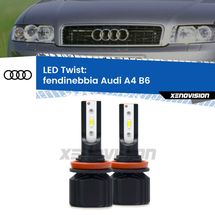 Fendinebbia LED Audi A4 B6 2000 - 2004: Twist 11,000Lm <strong>Kit fendinebbia LED</strong> per <strong>Audi A4</strong> B6 2000 - 2004. Compatte, impermeabili, senza ventola: praticamente indistruttibili. Top Quality.