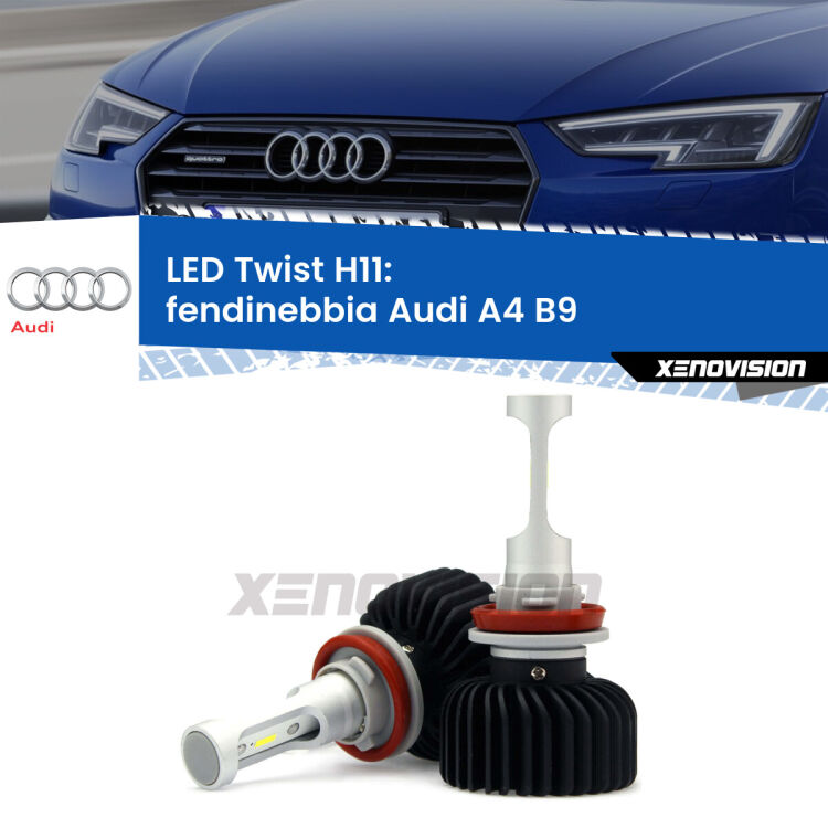 <strong>Kit fendinebbia LED</strong> H11 per <strong>Audi A4</strong> B9 2015 - 2019. Compatte, impermeabili, senza ventola: praticamente indistruttibili. Top Quality.