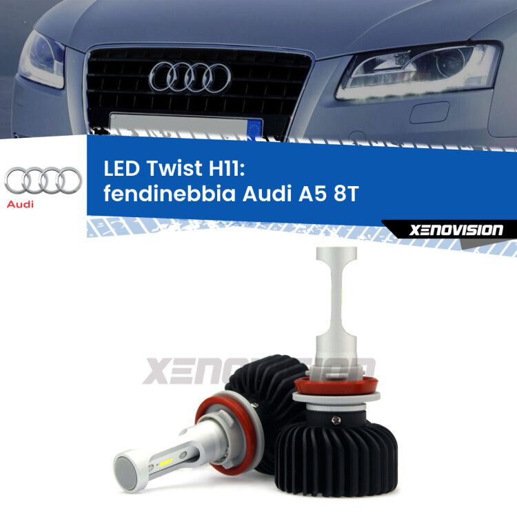 <strong>Kit fendinebbia LED</strong> H11 per <strong>Audi A5</strong> 8T 2007 - 2017. Compatte, impermeabili, senza ventola: praticamente indistruttibili. Top Quality.