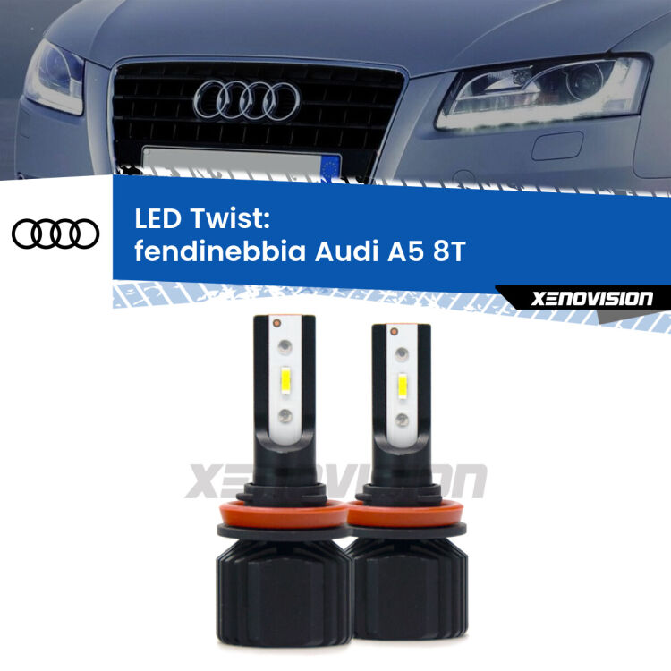 Fendinebbia LED Audi A5 8T 2007 - 2017: Twist 11,000Lm <strong>Kit fendinebbia LED</strong> per <strong>Audi A5</strong> 8T 2007 - 2017. Compatte, impermeabili, senza ventola: praticamente indistruttibili. Top Quality.