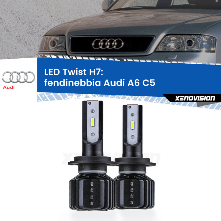 <strong>Kit fendinebbia LED</strong> H7 per <strong>Audi A6</strong> C5 2002 - 2004. Compatte, impermeabili, senza ventola: praticamente indistruttibili. Top Quality.