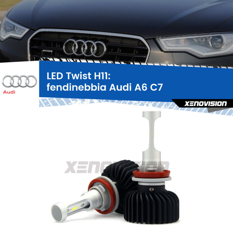<strong>Kit fendinebbia LED</strong> H11 per <strong>Audi A6</strong> C7 2010 - 2018. Compatte, impermeabili, senza ventola: praticamente indistruttibili. Top Quality.