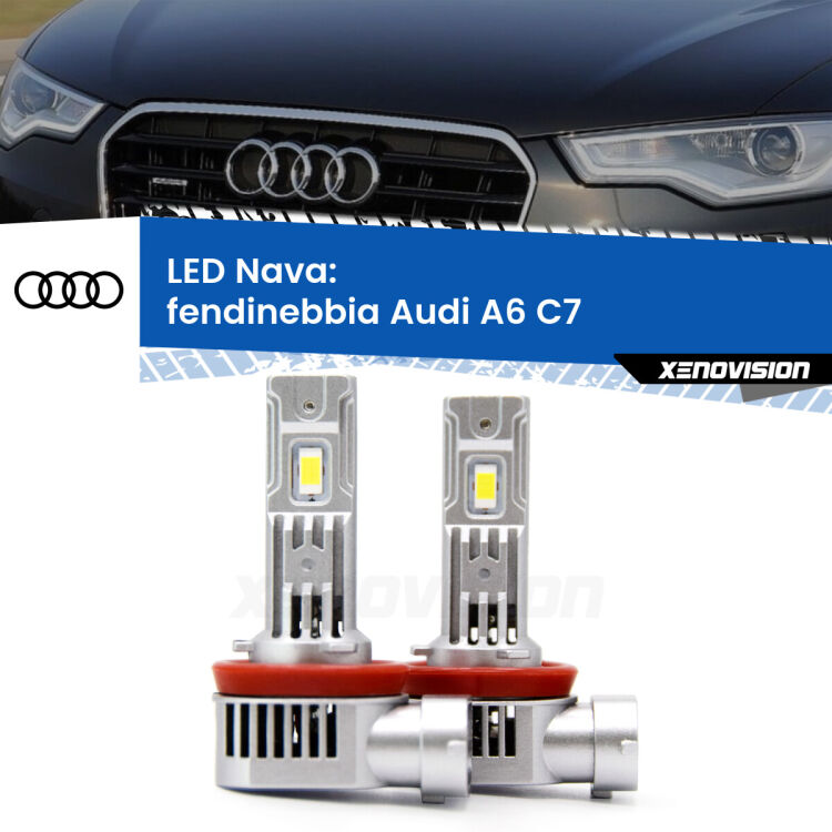 0 Fendinebbia LED Audi A6 C7 2010 - 2018: Nava 20,000Lm <strong>Fendinebbia LED no-spie per Audi A6</strong> C7 2010 - 2018. Coppia lampade <strong>H11</strong>/H9/H8/H16(JP) modello Nava canbus, raffreddate a ventola.