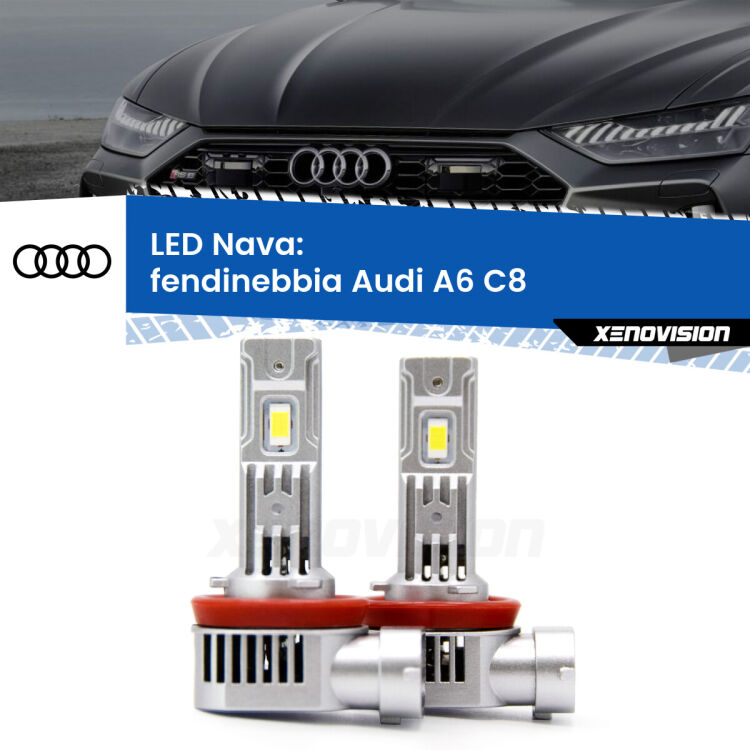 0 Fendinebbia LED Audi A6 C8 2018 in poi: Nava 20,000Lm <strong>Fendinebbia LED no-spie per Audi A6</strong> C8 2018 in poi. Coppia lampade <strong>H11</strong>/H9/H8/H16(JP) modello Nava canbus, raffreddate a ventola.