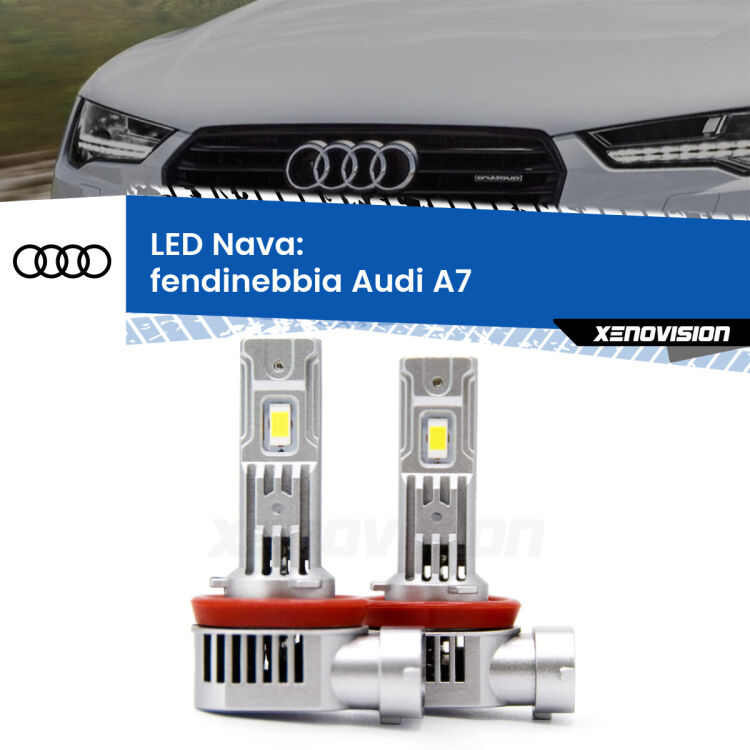Fendinebbia LED Audi A7  2010 - 2018: Nava 20,000Lm <strong>Fendinebbia LED no-spie per Audi A7</strong>  2010 - 2018. Coppia lampade <strong>H11</strong>/H9/H8/H16(JP) modello Nava canbus, raffreddate a ventola.