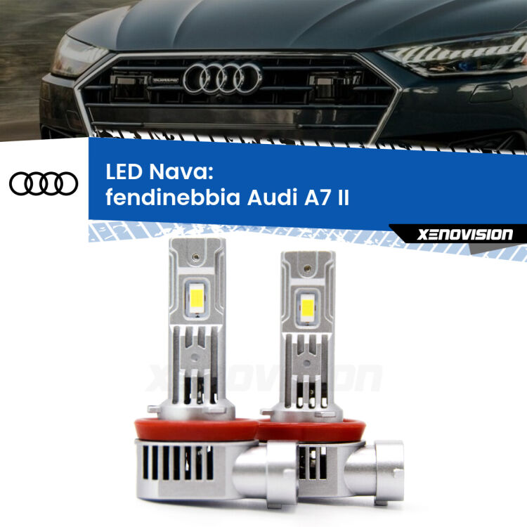 0 Fendinebbia LED Audi A7 II 2019 in poi: Nava 20,000Lm <strong>Fendinebbia LED no-spie per Audi A7</strong> II 2019 in poi. Coppia lampade <strong>H11</strong>/H9/H8/H16(JP) modello Nava canbus, raffreddate a ventola.