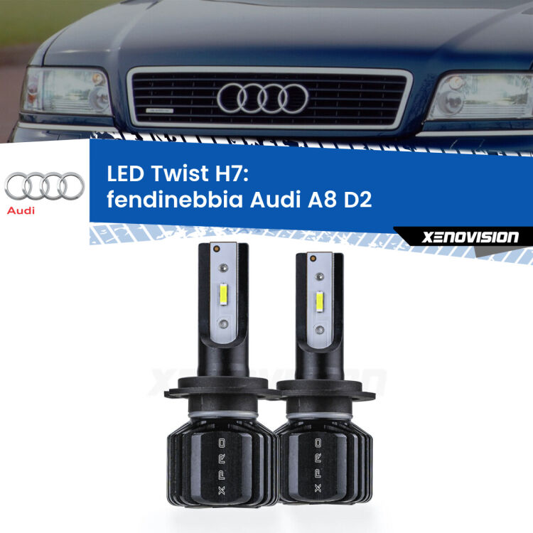 <strong>Kit fendinebbia LED</strong> H7 per <strong>Audi A8</strong> D2 1999 - 2002. Compatte, impermeabili, senza ventola: praticamente indistruttibili. Top Quality.