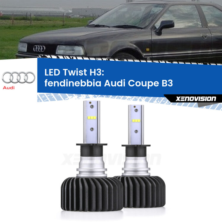 <strong>Kit fendinebbia LED</strong> H3 per <strong>Audi Coupe</strong> B3 1988 - 1996. Compatte, impermeabili, senza ventola: praticamente indistruttibili. Top Quality.