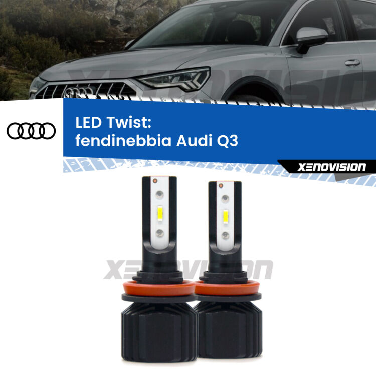 Fendinebbia LED Audi Q3 2011 - 2014: Twist 11,000Lm <strong>Kit fendinebbia LED</strong> per <strong>Audi Q3</strong> 2011 - 2014. Compatte, impermeabili, senza ventola: praticamente indistruttibili. Top Quality.