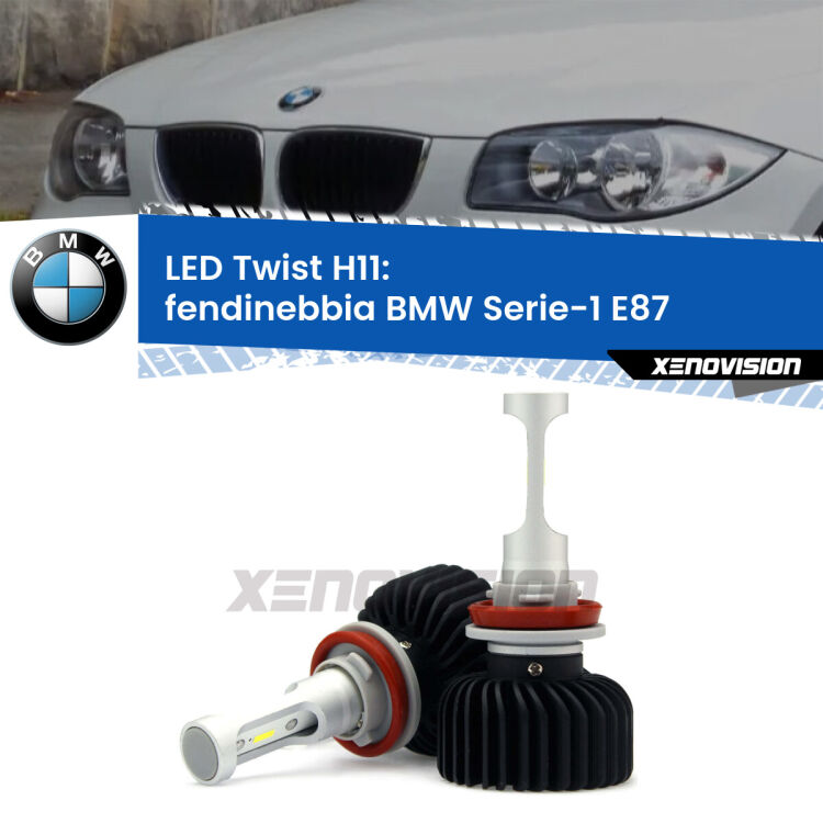 <strong>Kit fendinebbia LED</strong> H11 per <strong>BMW Serie-1</strong> E87 2003 - 2012. Compatte, impermeabili, senza ventola: praticamente indistruttibili. Top Quality.