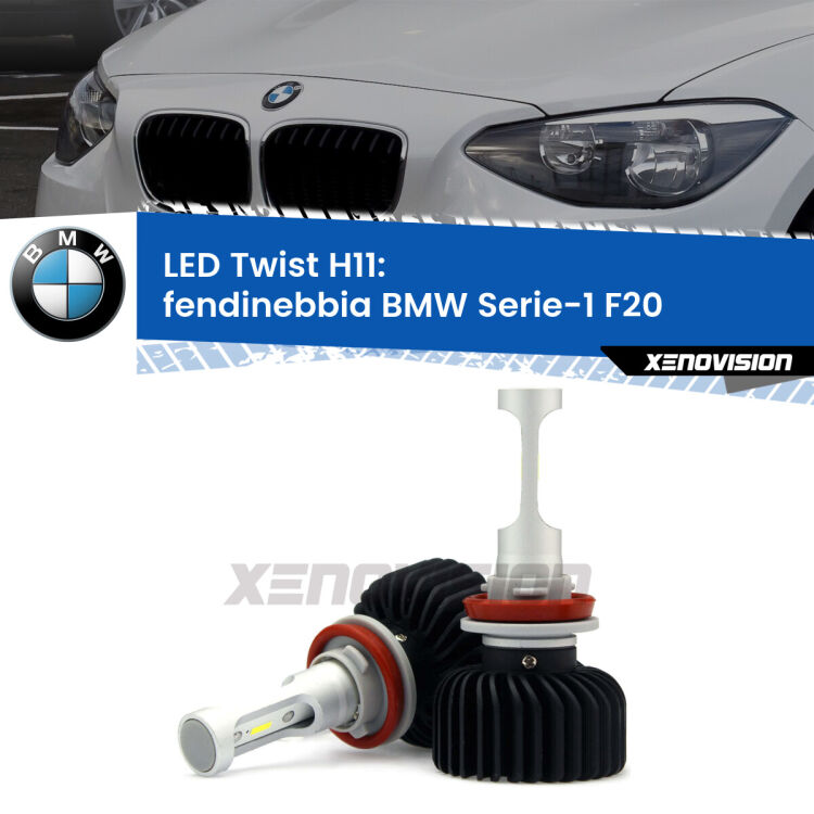 <strong>Kit fendinebbia LED</strong> H11 per <strong>BMW Serie-1</strong> F20 2010 - 2019. Compatte, impermeabili, senza ventola: praticamente indistruttibili. Top Quality.