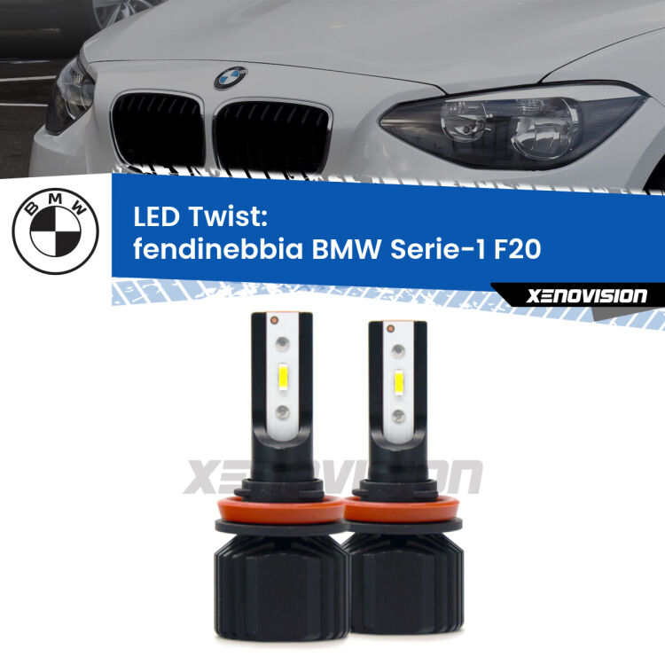 Fendinebbia LED BMW Serie-1 F20 2010 - 2019: Twist 11,000Lm <strong>Kit fendinebbia LED</strong> per <strong>BMW Serie-1</strong> F20 2010 - 2019. Compatte, impermeabili, senza ventola: praticamente indistruttibili. Top Quality.