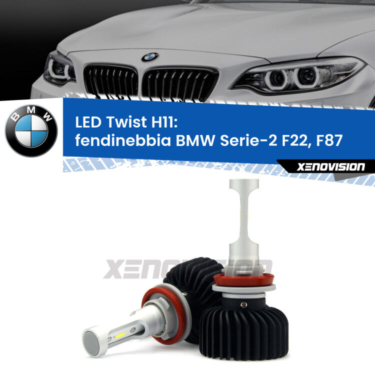 <strong>Kit fendinebbia LED</strong> H11 per <strong>BMW Serie-2</strong> F22, F87 2012 - 2015. Compatte, impermeabili, senza ventola: praticamente indistruttibili. Top Quality.