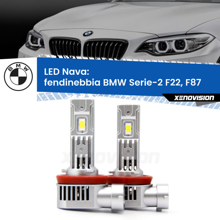 0 Fendinebbia LED BMW Serie-2 F22, F87 2012 - 2015: Nava 20,000Lm <strong>Fendinebbia LED no-spie per BMW Serie-2</strong> F22, F87 2012 - 2015. Coppia lampade <strong>H11</strong>/H9/H8/H16(JP) modello Nava canbus, raffreddate a ventola.