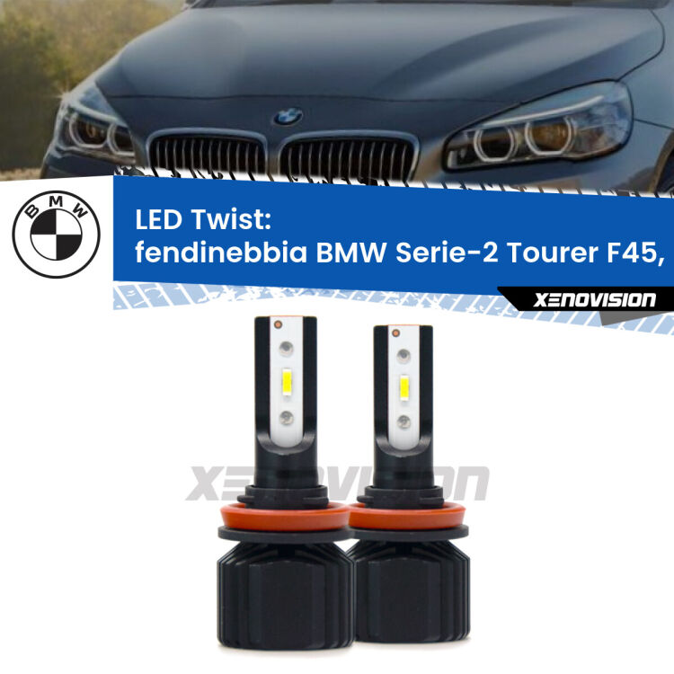 0 Fendinebbia LED BMW Serie-2 Tourer F45, F46 2014 - 2018: Twist 11,000Lm <strong>Kit fendinebbia LED</strong> per <strong>BMW Serie-2 Tourer</strong> F45, F46 2014 - 2018. Compatte, impermeabili, senza ventola: praticamente indistruttibili. Top Quality.