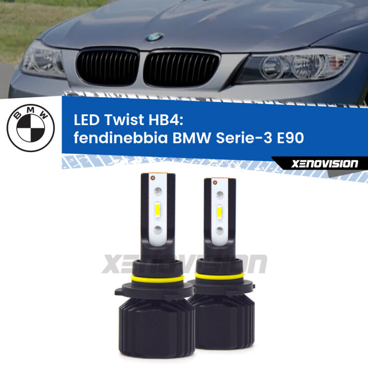 Fendinebbia LED BMW Serie-3 E90 Versione 1: HB4 11,000Lm <strong>Kit fendinebbia LED</strong> HB4 per <strong>BMW Serie-3</strong> E90 Versione 1. Compatte, impermeabili, senza ventola: praticamente indistruttibili. Top Quality.