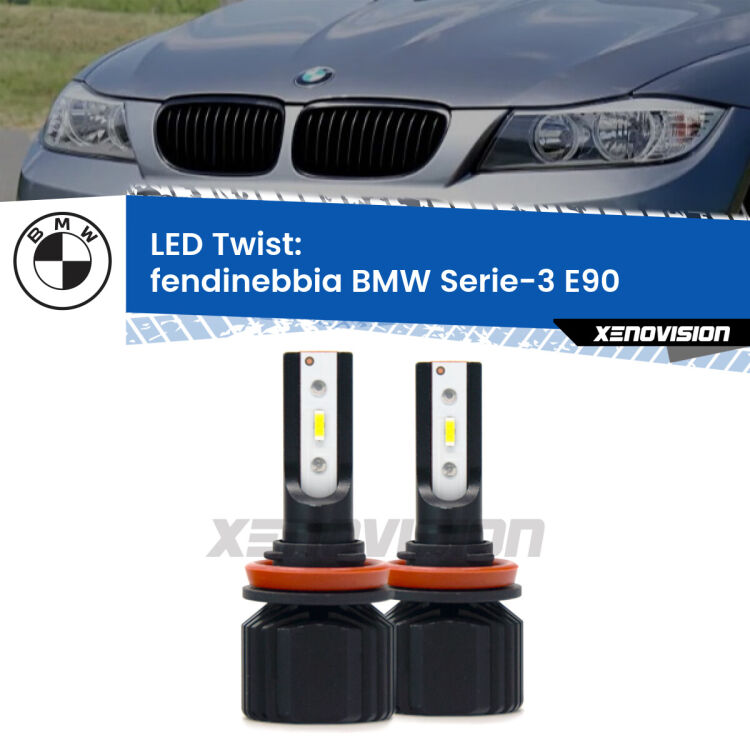 Fendinebbia LED BMW Serie-3 E90 Versione 2: Twist 11,000Lm <strong>Kit fendinebbia LED</strong> per <strong>BMW Serie-3</strong> E90 Versione 2. Compatte, impermeabili, senza ventola: praticamente indistruttibili. Top Quality.