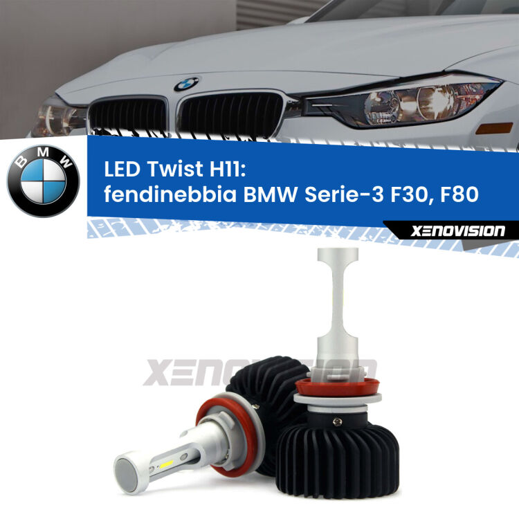 <strong>Kit fendinebbia LED</strong> H11 per <strong>BMW Serie-3</strong> F30, F80 2012 - 2019. Compatte, impermeabili, senza ventola: praticamente indistruttibili. Top Quality.
