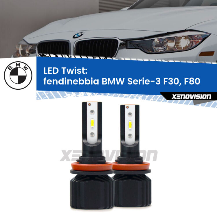 Fendinebbia LED BMW Serie-3 F30, F80 2012 - 2019: Twist 11,000Lm <strong>Kit fendinebbia LED</strong> per <strong>BMW Serie-3</strong> F30, F80 2012 - 2019. Compatte, impermeabili, senza ventola: praticamente indistruttibili. Top Quality.