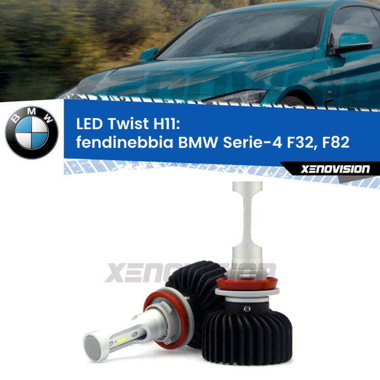 <strong>Kit fendinebbia LED</strong> H11 per <strong>BMW Serie-4</strong> F32, F82 2013 - 2019. Compatte, impermeabili, senza ventola: praticamente indistruttibili. Top Quality.