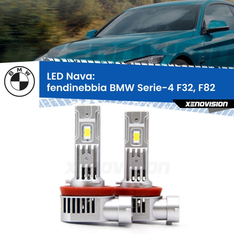 Fendinebbia LED BMW Serie-4 F32, F82 2013 - 2019: Nava 20,000Lm <strong>Fendinebbia LED no-spie per BMW Serie-4</strong> F32, F82 2013 - 2019. Coppia lampade <strong>H11</strong>/H9/H8/H16(JP) modello Nava canbus, raffreddate a ventola.
