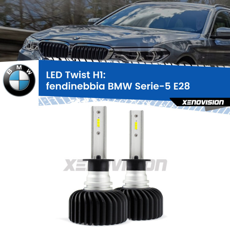 <strong>Kit fendinebbia LED</strong> H1 per <strong>BMW Serie-5</strong> E28 1981 - 1988. Compatte, impermeabili, senza ventola: praticamente indistruttibili. Top Quality.