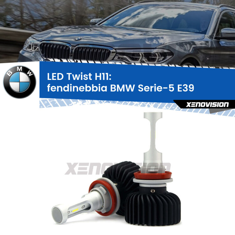 <strong>Kit fendinebbia LED</strong> H11 per <strong>BMW Serie-5</strong> E39 2000 - 2003. Compatte, impermeabili, senza ventola: praticamente indistruttibili. Top Quality.