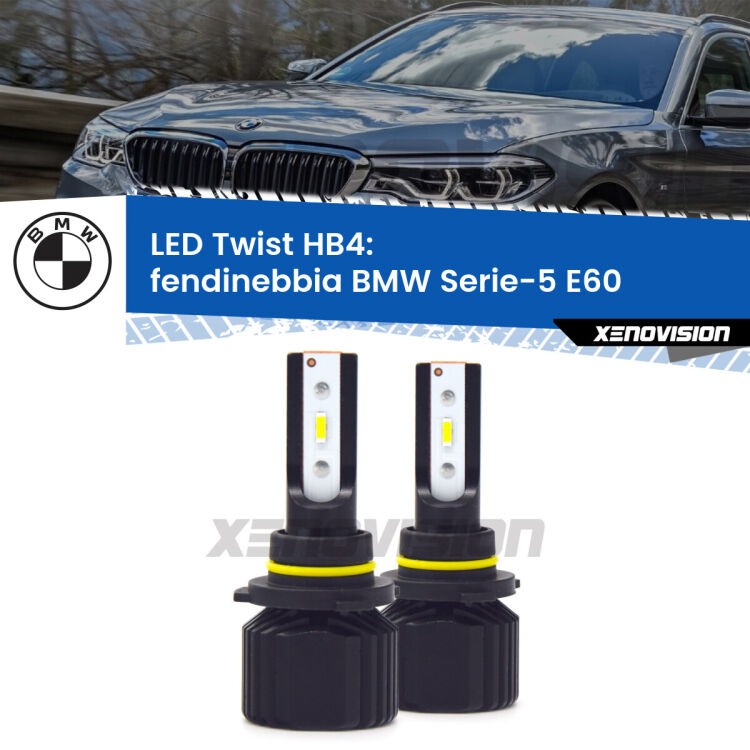 Fendinebbia LED BMW Serie-5 E60 2003 - 2007: HB4 11,000Lm <strong>Kit fendinebbia LED</strong> HB4 per <strong>BMW Serie-5</strong> E60 2003 - 2007. Compatte, impermeabili, senza ventola: praticamente indistruttibili. Top Quality.