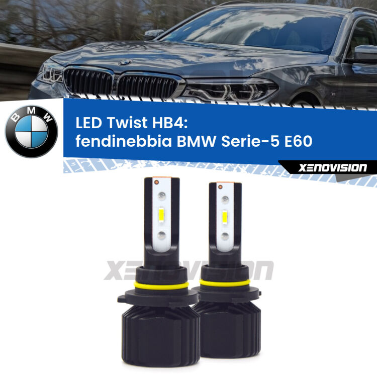 <strong>Kit fendinebbia LED</strong> HB4 per <strong>BMW Serie-5</strong> E60 2003 - 2007. Compatte, impermeabili, senza ventola: praticamente indistruttibili. Top Quality.
