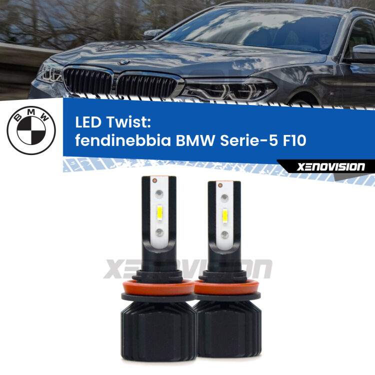 Fendinebbia LED BMW Serie-5 F10 2010 - 2016: Twist 11,000Lm <strong>Kit fendinebbia LED</strong> per <strong>BMW Serie-5</strong> F10 2010 - 2016. Compatte, impermeabili, senza ventola: praticamente indistruttibili. Top Quality.